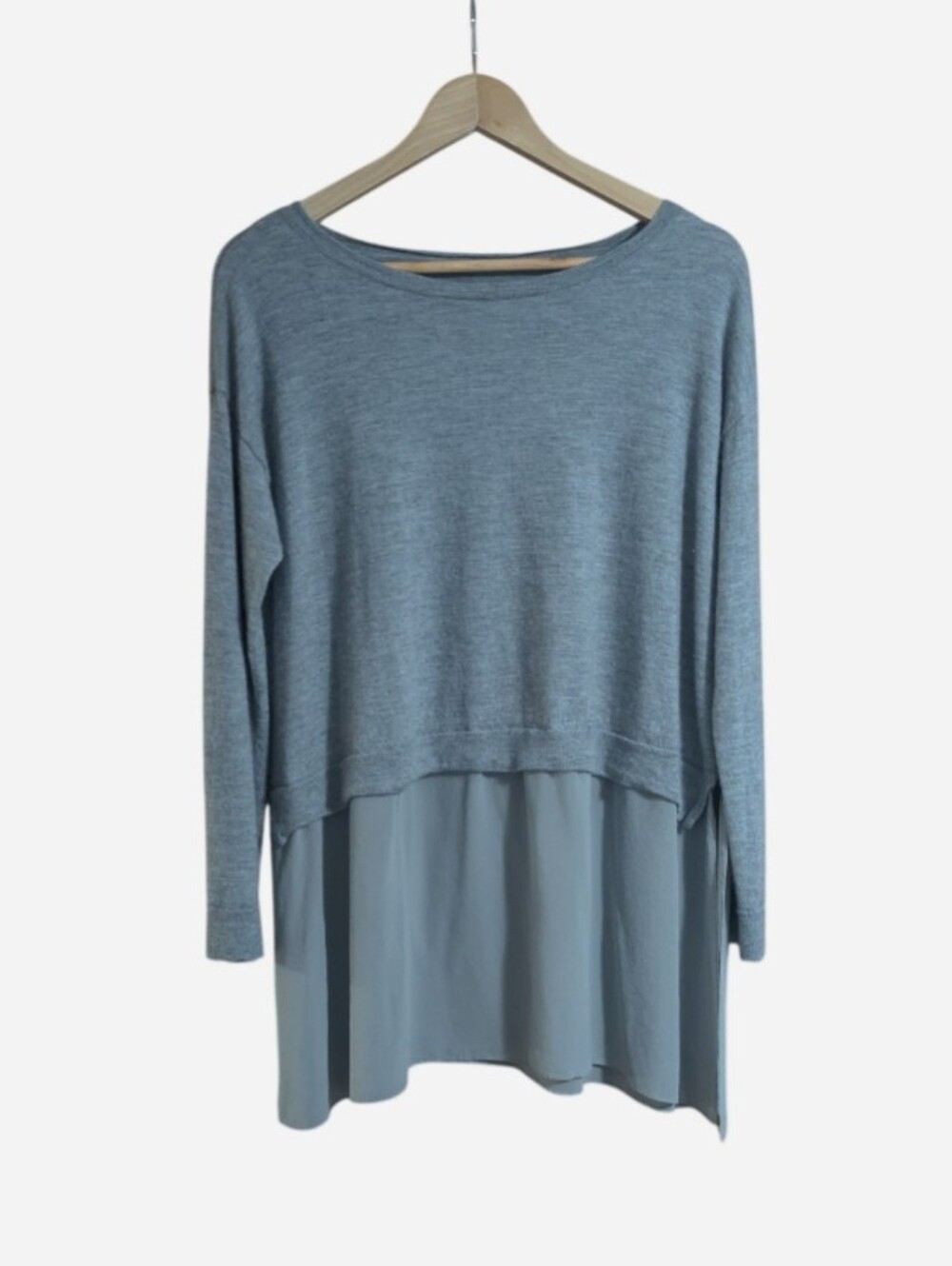 💯 Cashmere Light Gray Long-Sleeve Pullover Top